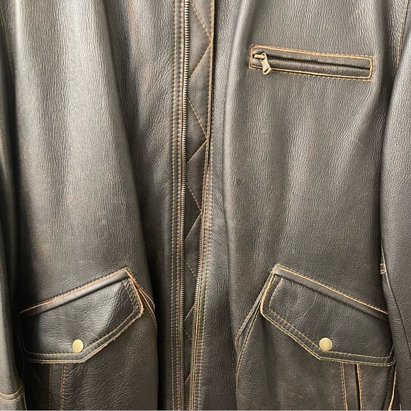 Roque Leather by Reilly Olmes Jacket - Brown. Mens: Large - Picture 6 of 13